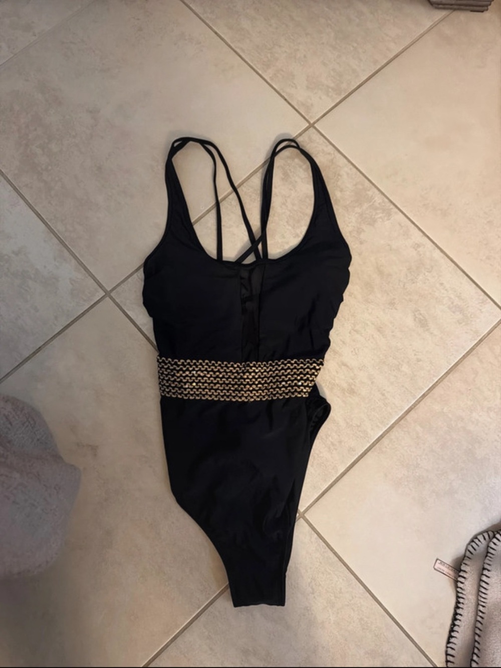Cupshe Black One-Piece Swimsuit with Gold Accent